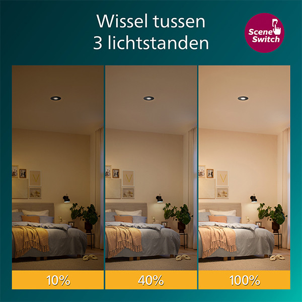Philips Led inbouwspot | Rond | 4000K | Zwart | Ø 68 mm | IP20 | 5W | 3 stuks LPH04083 - 5