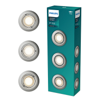 Philips Led inbouwspot | Rond | Nikkel | Ø 68 mm | GU10 fitting | IP20 | 3 stuks LPH04069