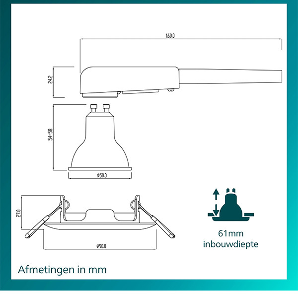 Philips Led inbouwspot | Rond | Nikkel | Ø 68 mm | GU10 fitting | IP20 | 3 stuks LPH04069 - 3