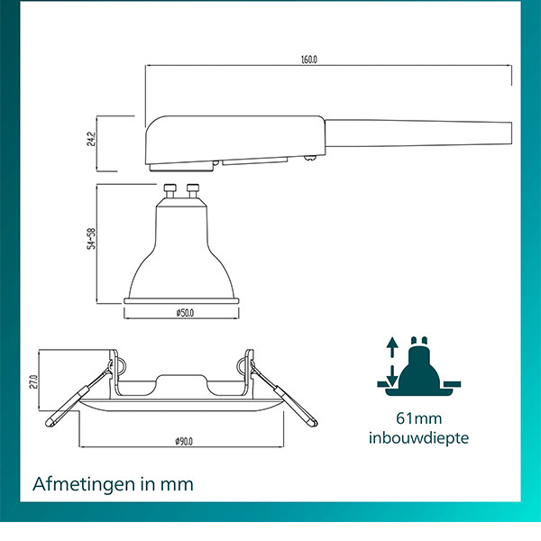 Philips Led inbouwspot | Rond | Nikkel | Ø 68 mm | GU10 fitting | IP20 LPH04068 - 3