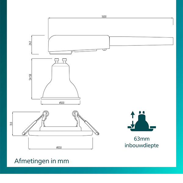 Philips Led inbouwspot | Rond | Wit | Ø 68 mm | GU10 fitting | IP20 LPH04064 - 3