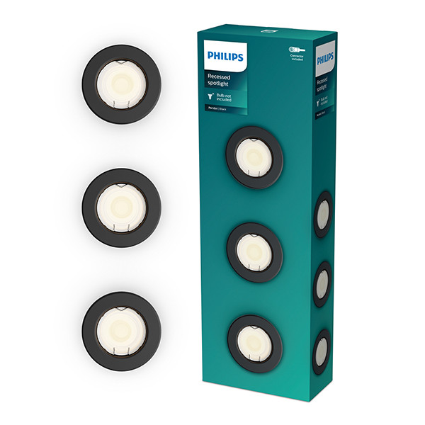 Philips Led inbouwspot | Rond | Zwart | Ø 68 mm | GU10 fitting | IP20 | 3 stuks LPH04059 - 1