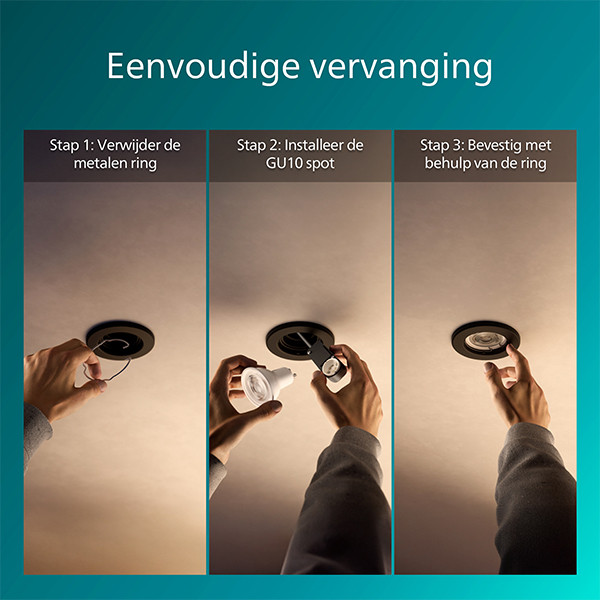 Philips Led inbouwspot | Rond | Zwart | Ø 68 mm | GU10 fitting | IP20 | 3 stuks LPH04059 - 8