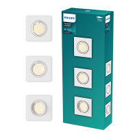 Philips Led inbouwspot | Vierkant | Wit | Ø 75 mm | GU10 fitting | IP20 | 3 stuks LPH04077