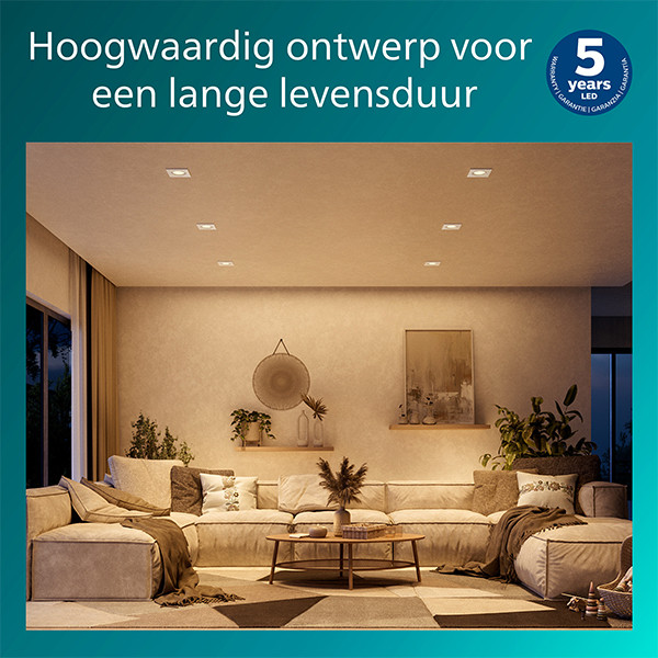 Philips Led inbouwspot | Vierkant | Wit | Ø 75 mm | GU10 fitting | IP20 | 3 stuks LPH04077 - 6