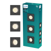 Philips Led inbouwspot | Vierkant | Zwart | Ø 75 mm | GU10 fitting | IP20 | 3 stuks LPH04073 - 1
