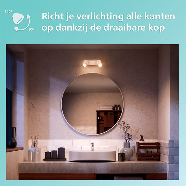 Philips Led opbouwspot | Rond | Idris | IP44 | Wit | 2x GU10 fitting LPH04820 - 5