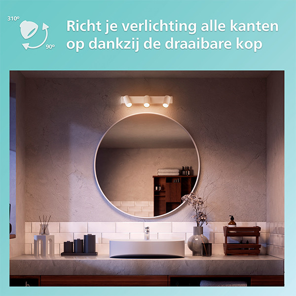 Philips Led opbouwspot | Rond | Idris | IP44 | Wit | 3x GU10 fitting LPH04821 - 5