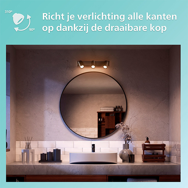 Philips Led opbouwspot | Rond | Idris | IP44 | Zwart | 3x GU10 fitting LPH04819 - 5