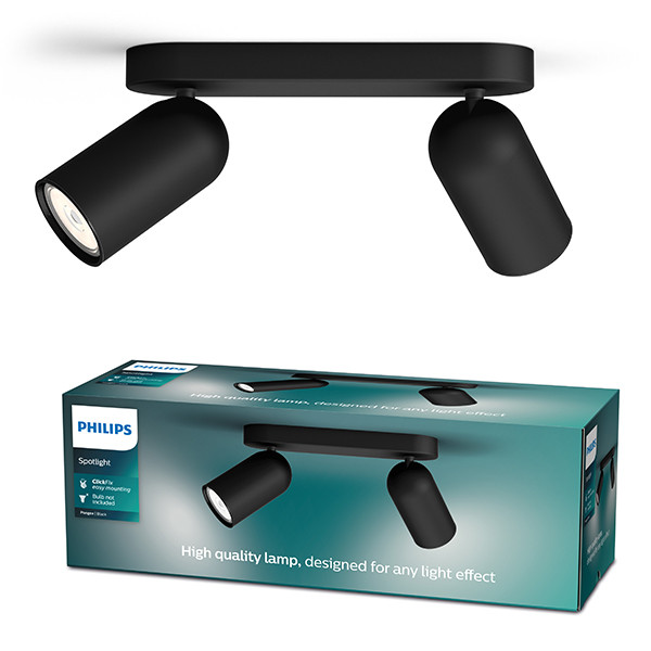 Philips Led opbouwspot | Rond | Pongee | Zwart | 2x GU10 fitting LPH04771 - 1