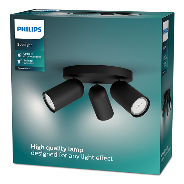 Philips Led opbouwspot | Rond | Pongee | Zwart | 3x GU10 fitting LPH04773 - 2