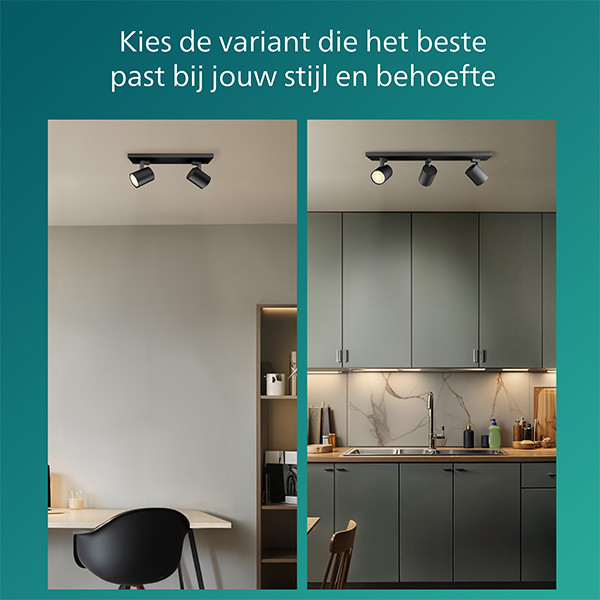 Philips Led opbouwspot | Rond | Runner | Zwart | 2x GU10 fitting LPH04816 - 8