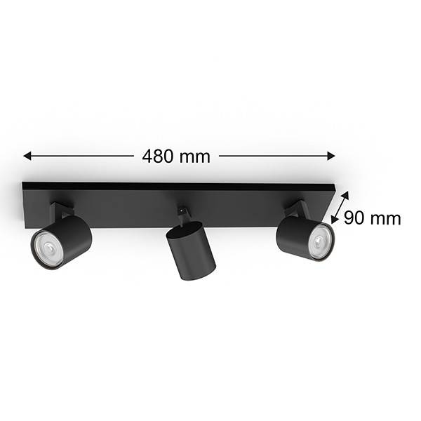 Philips Led opbouwspot | Rond | Runner | Zwart | 3x GU10 fitting LPH04817 - 10