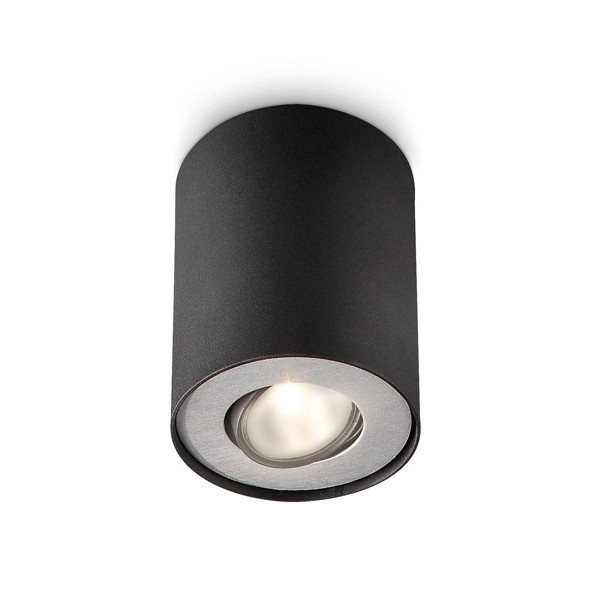 Philips Led opbouwspot | Rond | myLiving Pillar | Zwart | GU10 fitting | Ø 120mm  LPH02170 - 1