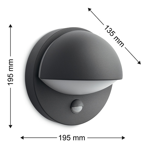 Philips MyGarden wandlamp met sensor | June | IP44 | 12W | E27 fitting | Antraciet LPH04811 - 9