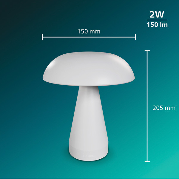 Philips Mycena LED tafellamp | 3000K | Wit | Dimbaar | 2W LPH05068 - 8