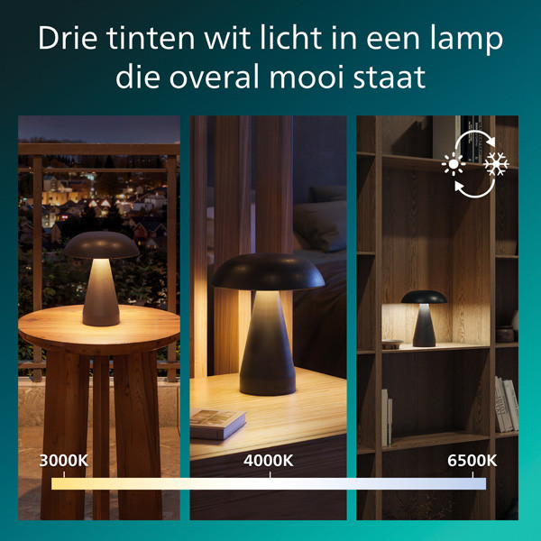 Philips Mycena LED tafellamp | 3000K | Zwart | Dimbaar | 2W LPH05067 - 5