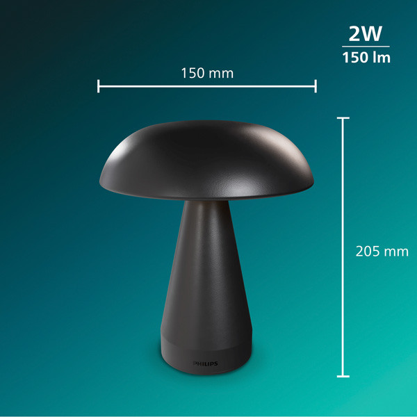 Philips Mycena LED tafellamp | 3000K | Zwart | Dimbaar | 2W LPH05067 - 8