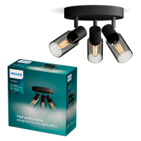 Philips Palms plafondspot | 3x E14 | Rode basisplaat | Rookglas  LPH03754