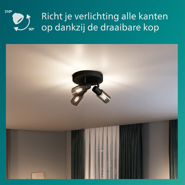Philips Palms plafondspot | 3x E14 | Ronde basisplaat | Rookglas LPH03754 - 6