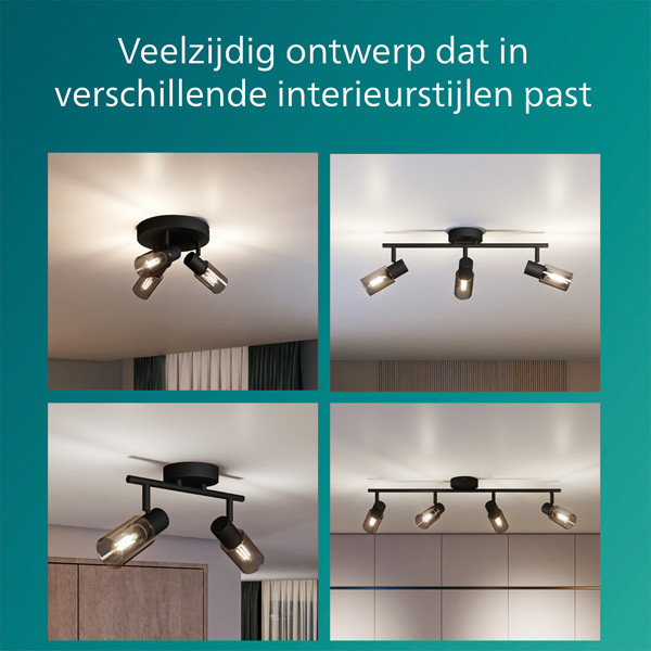 Philips Palms plafondspot | 3x E14 | Ronde basisplaat | Rookglas LPH03754 - 7