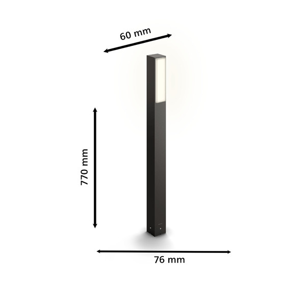 Philips Philps MyGarden sokkellamp 77 cm | Stratosphere | 2700K | Ultra Efficient | IP44 | 3.8W | Antraciet  LPH03516 - 3
