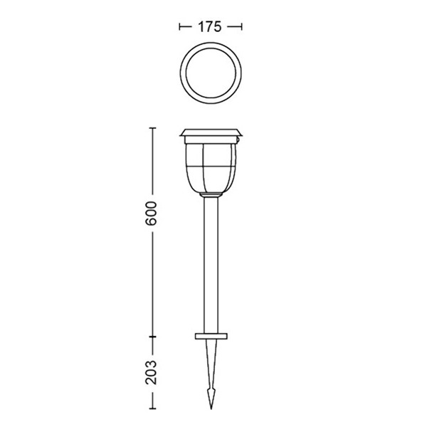 Philips Philps MyGarden sokkellamp met spies 60 cm | Radii | 3000K | Ultra Efficient | IP44 | 1.3W | Zwart  LPH03555 - 3