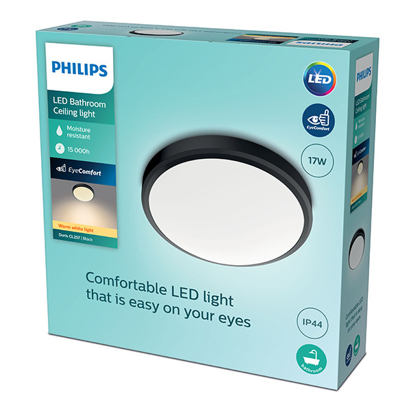 Philips Plafondlamp | Doris | 2700K | Ø 32 cm | IP44 | Zwart | 17W LPH04803 - 2