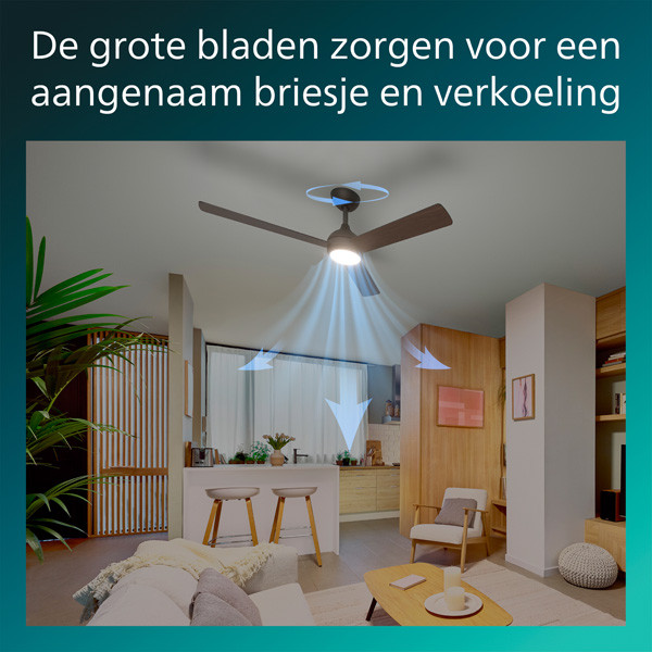 Philips Plafondventilator met LED lamp | Civx | Ø 132 cm | 3000-6500K | Donker hout | Dimbaar LPH04852 - 3