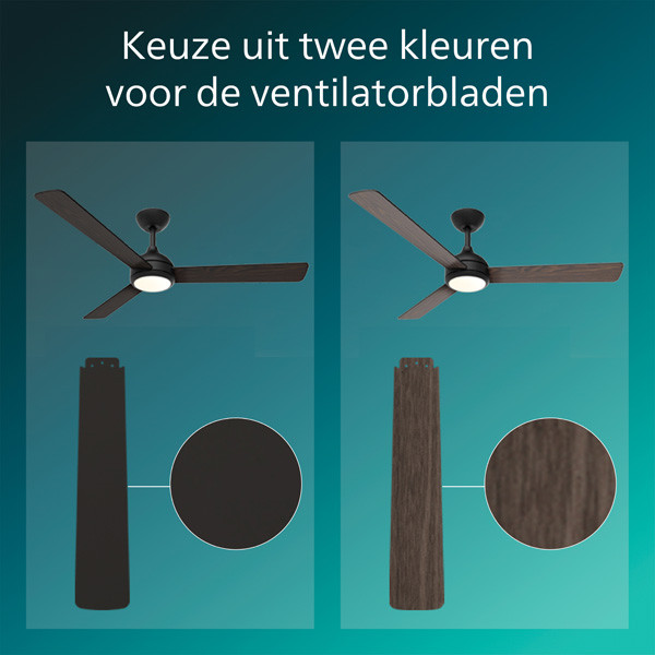 Philips Plafondventilator met LED lamp | Civx | Ø 132 cm | 3000-6500K | Donker hout | Dimbaar LPH04852 - 6