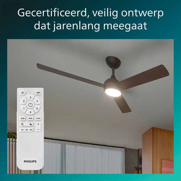 Philips Plafondventilator met LED lamp | Civx | Ø 132 cm | 3000-6500K | Donker hout | Dimbaar LPH04852 - 8