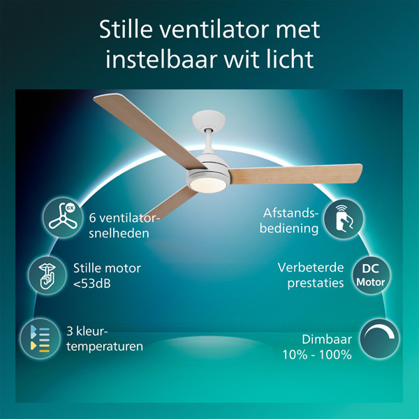 Philips Plafondventilator met LED lamp | Civx | Ø 132 cm | 3000-6500K | Licht hout | Dimbaar LPH04853 - 2