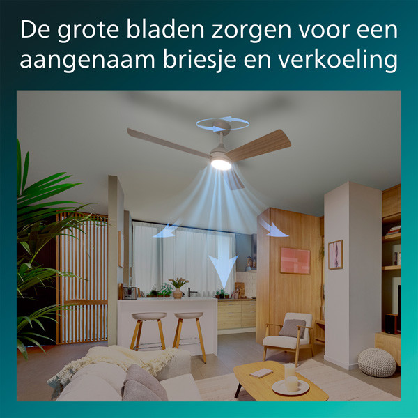 Philips Plafondventilator met LED lamp | Civx | Ø 132 cm | 3000-6500K | Licht hout | Dimbaar LPH04853 - 3