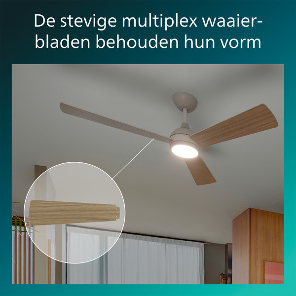 Philips Plafondventilator met LED lamp | Civx | Ø 132 cm | 3000-6500K | Licht hout | Dimbaar LPH04853 - 5