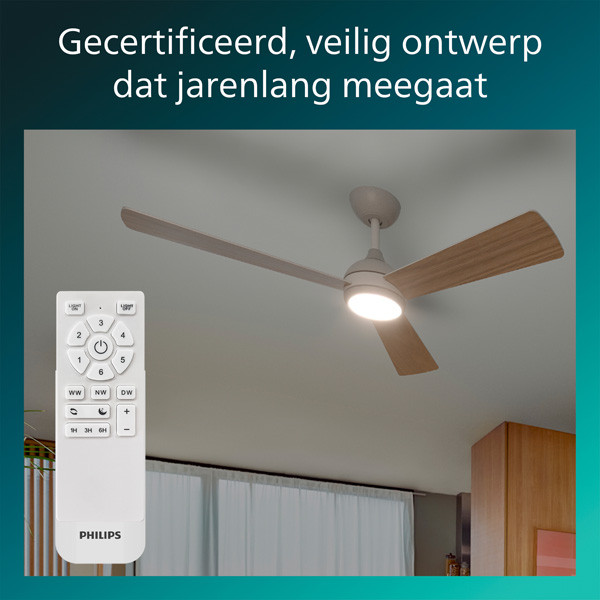 Philips Plafondventilator met LED lamp | Civx | Ø 132 cm | 3000-6500K | Licht hout | Dimbaar LPH04853 - 8