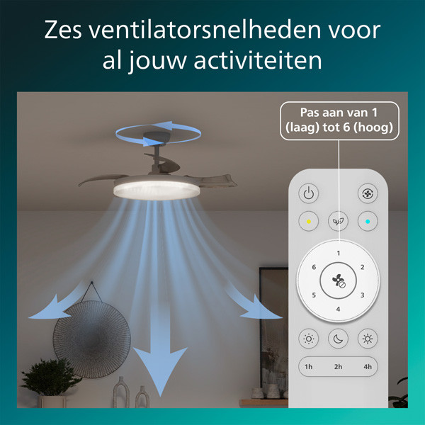 Philips Plafondventilator met LED lamp | Solr | Ø 106 cm | Inklapbare bladen | 2700- 5500K | Wit  | Dimbaar LPH04844 - 4