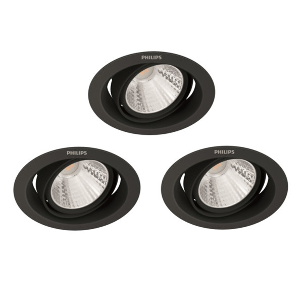 Philips Pomeron Inbouwspot | SceneSwitch | 2700K | IP20 | Zwart | 5W | 3 stuks  LPH03776 - 1