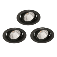 Philips Pomeron Inbouwspot | SceneSwitch | 2700K | IP20 | Zwart | 5W | 3 stuks  LPH03776
