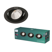 Philips Pomeron Inbouwspot | SceneSwitch | 2700K | IP20 | Zwart | 7W | 3 stuks  LPH03778
