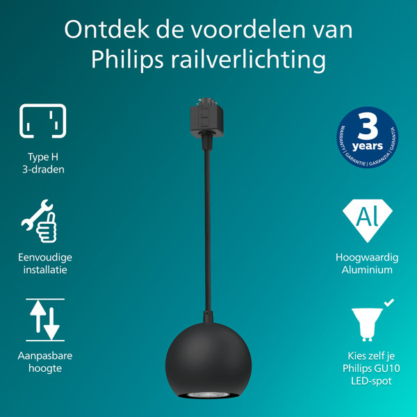 Philips Railverlichting EasyLink | Colby | Hanglamp | GU10 fitting | Zwart LPH04507 - 2