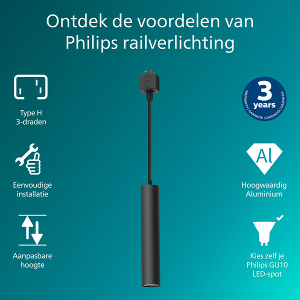 Philips Railverlichting EasyLink | Paxie | Hanglamp | GU10 fitting | Zwart LPH04517 - 2