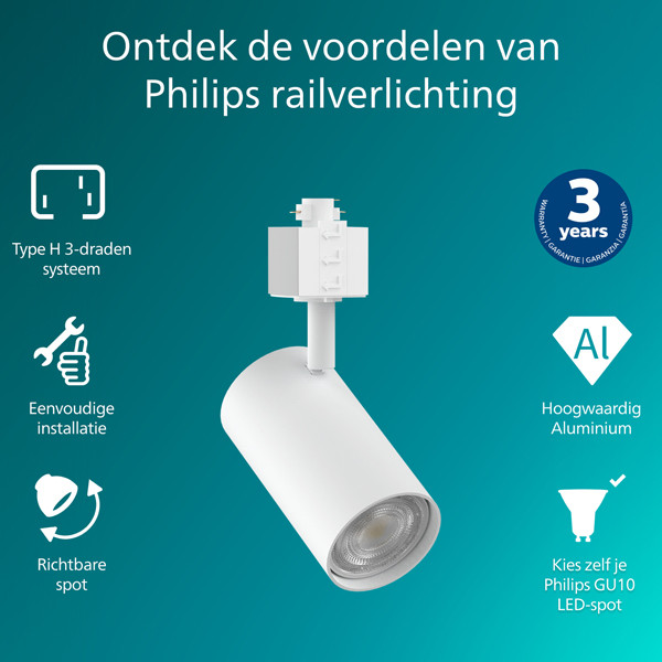 Philips Railverlichting EasyLink | Zilo | Opbouwspot | GU10 fitting | Wit LPH04536 - 2