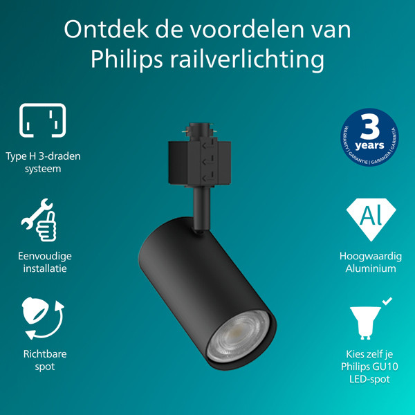 Philips Railverlichting EasyLink | Zilo | Opbouwspot | GU10 fitting | Zwart LPH04535 - 2