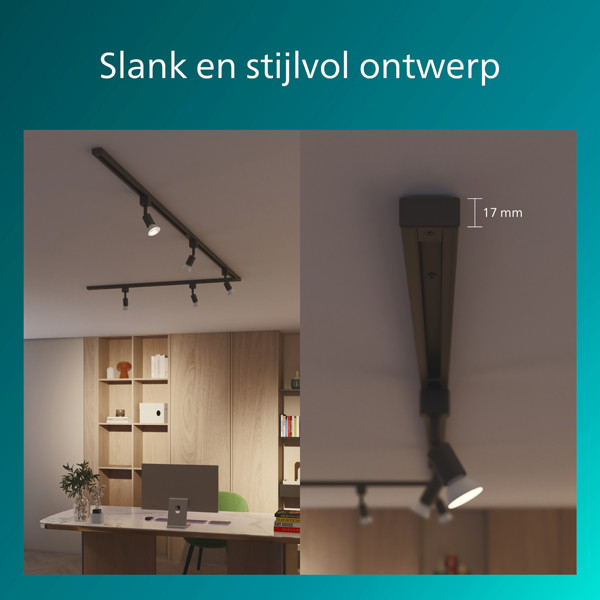 Philips Railverlichting EasyLink Starterset | Tobia | 3x Opbouwspot | GU10 fitting | Zwart LPH04531 - 6