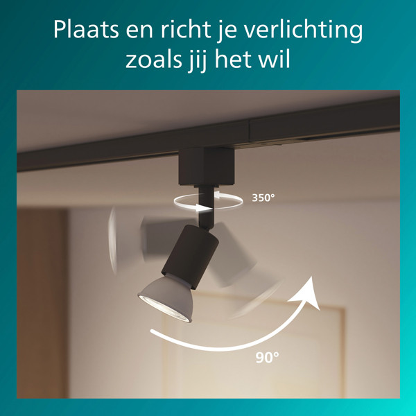 Philips Railverlichting EasyLink Starterset | Tobia | 3x Opbouwspot | GU10 fitting | Zwart LPH04531 - 8