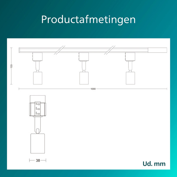 Philips Railverlichting EasyLink Starterset | Tobia | 3x Opbouwspot | GU10 fitting | Zwart LPH04531 - 9