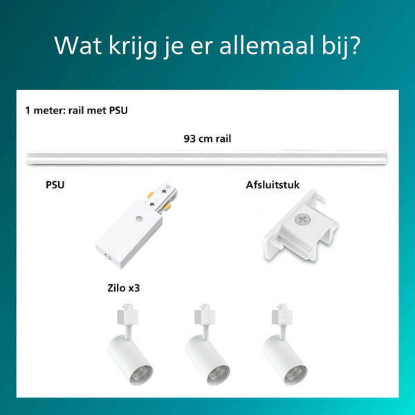 Philips Railverlichting EasyLink Starterset | Zilo | 3x Opbouwspot | GU10 fitting | Wit LPH04538 - 10