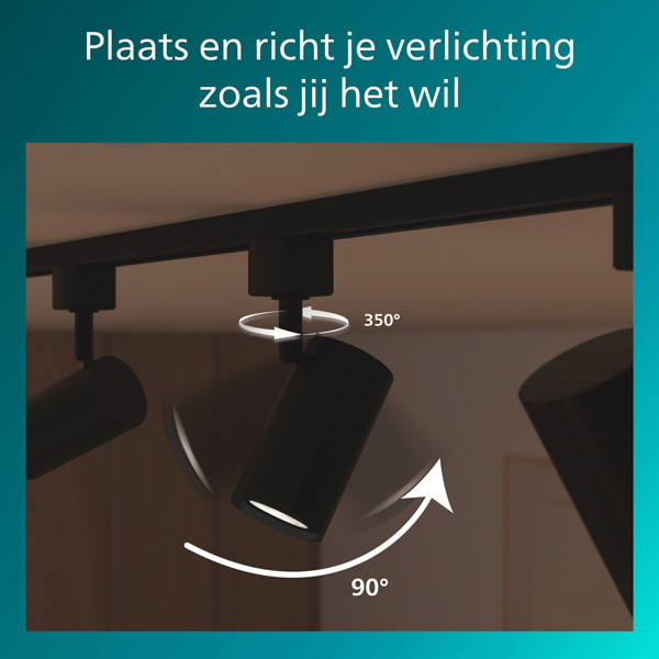 Philips Railverlichting EasyLink Starterset | Zilo | 3x Opbouwspot | GU10 fitting | Zwart LPH04537 - 8