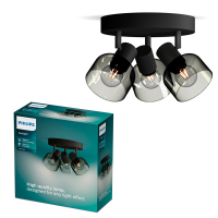 Philips Sleet plafondspot | 3x E14 | Ronde basisplaat | Rookglas  LPH03759