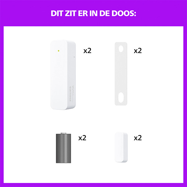 Philips Smart LED Contactsensor | Op batterij | Bluetooth | Wit | 2 stuks LPH05137 - 10